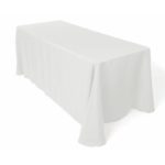 LinenTablecloth 90 x 132-Inch Rectangular Polyester Tablecloth with Rounded Corners, White
