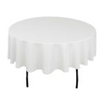 LinenTablecloth 90-Inch Round Polyester Tablecloth,  White