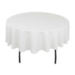 LinenTablecloth 90-Inch Round Polyester Tablecloth, White