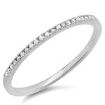 0.08 Carat (ctw) 10k Gold Round White Diamond Ladies Dainty Anniversary Wedding Band Stackable Ring