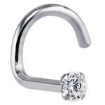 1.5mm 0.015 ct. tw Diamond 14K White Gold Nose Ring Twist Screw 20G