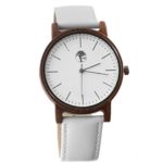 Viable Harvest Men’s Wood Watch, Natural Red Sandalwood with Genuine White Leather Strap and Gift Box