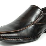 Bruno MARC GIORGIO Men’s Classic Square Toe Leather Lined Stretch Insert Slip On Dress Loafers Shoes