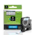 DYMO Standard D1 45020 Labeling Tape ( White Print on Clear Tape , 1/2” W x 23′ L , 1 Cartridge)