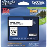 Brother P-touch ~3/4″ (0.7″) Black on White Standard Laminated Tape – 26.2 ft. (8m)