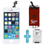 SANKA Retina LCD Digitizer Touch Screen Display Glass Replacement Frame Assembly for iPhone 5S-White