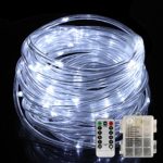 LED Rope Lights Battery Operated Waterproof with Remote Timer YIHONG 8 Mode Twinkle Firefly Fairy Lights Dimmable For Outdoot Indoor Home Decoration Cool White
