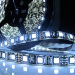 Led World Black PCB 16.4ft 5M 5050 SMD 300 Leds Flexible Strip Lights Cool White Waterproof DC12V