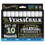 White Liquid Chalk Markers (10-pack) by VersaChalk – For Chalkboard Signs, Blackboards, Glass, Windows