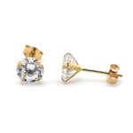 14k Yellow or White Gold Cubic Zirconia Stud Earrings