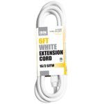 6 Ft White Extension Cord – 16/3 Heavy Duty Electrical Cable