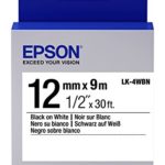 Epson LabelWorks Standard LK (Replaces LC) Tape Cartridge ~1/2″ Black on White (LK-4WBN) – For use with LabelWorks LW-300, LW-400, LW-600P and LW-700 label printers