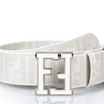 Fendi Belt White/Silver Genuine Leather (Size 34-40)
