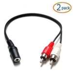 3.5mm Female Stereo to Dual RCA 6 inch Male Red & White Audio Adapter Cable Pack of 2