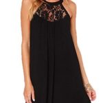 DREAGAL Women’s Sleeveless Lace Patchwork Loose Casual Mini Chiffon Dress