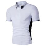 TOOPOOT Summer Contrast Tipped Men’s T-shirt Tee Tops (S, white)