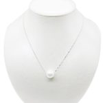 Pearl Necklace Silver White Simulated Single Pendant Pearl 9- 10mm 925 Solid Sterling Silver Singapore Chain 18” Necklaces for Women