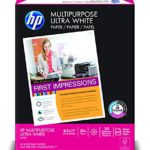 HP Paper, Multipurpose Ultra White, 20lb, 8.5 x 11, Letter, 96 Bright, 500 Sheets / 1 Ream, (112000)