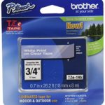 Brother Tape, Laminated White on Clear, 18mm (TZe145) – Retail Packaging