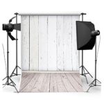 FUT White Wooden Wall & Dark Wooden Floor Vinyl Backdrop Background Ideal for Baby, Newborn, Personal Photo, and Product Photography 5x7ft