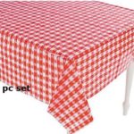 (6) Plastic Red and White Checkered Tablecloths – 6 Pc – Picnic Table Covers
