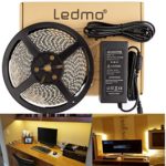 LEDMO SMD 2835 300LEDs 16.4ft/5m Flexible LED Strip Lights, Waterproof, DC12V LED Light Strips, 2800K, Warm White, 15 Lumens/LED, LED Tape Light+5A Power Supply