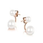 18 ct Rose Gold Plated Double Cycle Stud Earrings Swarovski Crystal Simulated White Pearls
