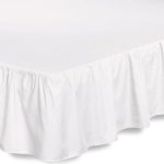 Bed Ruffle Skirt (Queen, White) Brushed Microfiber Bed Wrap with Platform – Easy Fit Gathered Style 3 Sided Coverage by Utopia Bedding