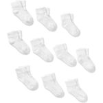 Garanimals Baby Toddler Boys or Girls Lowcut Ankle Socks, 10-Pack (3T-5T, White)
