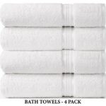 Cotton Craft Ultra Soft 4 Pack Oversized Extra Large Bath Towels 30×54 White weighs 22 Ounces – 100% Pure Ringspun Cotton – Luxurious Rayon trim – Ideal for everyday use – Easy care machine wash