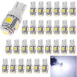 30-Pack 194 White LED Light 12V,120Lum 6500k AMAZENAR Car Interior and Exterior T10 5-SMD 5050 Chips Replacement For W5W 168 2825 Map- Dome- Courtesy- License Plate- Dashboard Side Marker Light