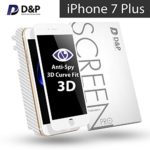 D&P [Privacy Shield] Front 3D Curve Fit Anti-Spy 9H Tempered Glass Screen Protector (White Version) with Back [Curve Fit] Carbon Fiber Film Protector for Apple iPhone 7 Plus Only, 1+1 items