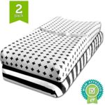 Changing Pad Cover, Cradle Bassinet Sheets Fitted Jersey Cotton (2 Pack) Black, White by Ziggy Baby