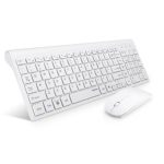 TopMate KM9000 Ultra Slim Portable Mute Wireless Keyboard and Mouse Combo, Office Wireless USB Mouse(Black?White) (White)