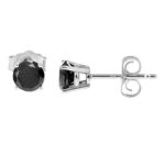 1/2 CT Black Diamond Stud Earrings 10K White Gold