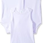 Spasilk 100% Cotton Sleeveless Lap Shoulder 3-Pack Bodysuit – White, 3 Months
