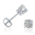 AGS Certified 1/2ct TW Round Diamond Stud Earrings in 14K White or Yellow Gold with Screw Backs