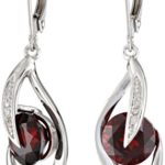 10k White Gold Gemstone and Diamond Accent Flame Drop Earrings