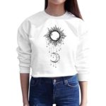 Women’s Tee,Neartime Cute Blouse Sun And Moon Print Tops for Women Pullovers (L, White)