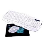 ETTG USB LED Gaming Mechanical Keyboard with Optical Mouse Combo and 3 Adjustable Colorful Backlights – White
