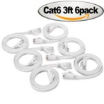 Cat 6 Ethernet Cable White 3 ft ( 6 Pack ) – Flat Internet Network Cable – Jadaol Cat6 Ethernet Patch Cable Short – Cat6 Computer Lan Cable With Snagless RJ45 Connectors – 3 feet White 6 Pack