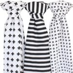 Muslin Baby Swaddle Blankets, 47×47 (3 Pack) Black, White, XO, Stripe, Cross