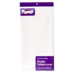 Pack of 4: Large WHITE Plastic Rectangle Party Tablecloth 54 x 108 Inches