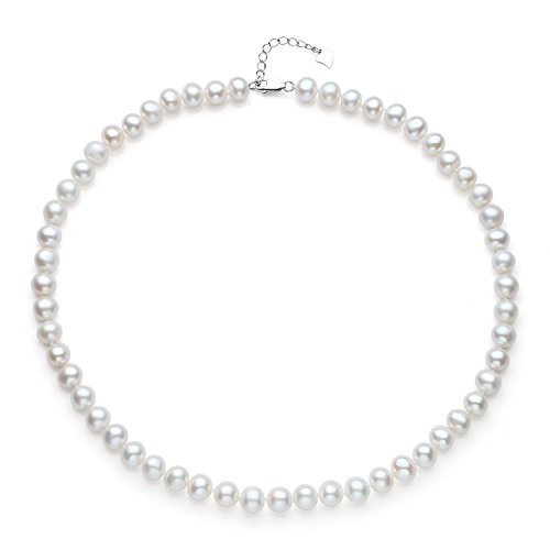 Sterling Silver AA Quality White Freshwater Cultured Pearl Necklace, 18 ...