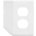 Duplex Wall Plates Kit by Enerlites 8821-W Home Electrical Outlet Cover, 1-Gang Standard Size, Unbreakable Polycarbonate Material, White – 10 Pack Dual Port Replacement Receptacle Faceplates