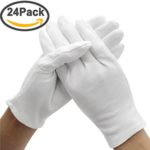 Amariver 12 Pairs White Cotton Gloves, 9.4” Extra Large Size Thicker and Resuable Soft Works Glove for Coin Jewelry Silver Inspection