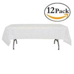 Exquisite 12-Pack Premium Plastic Tablecloth 54 Inch. x 108 Inch. Rectangle Table Cover – White