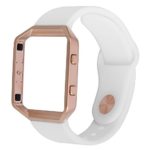 For Fitbit Blaze Band,TOROTOP Small Soft Silicone Replacement Strap with Rose Gold Frame for Fitbit Blaze Smart Fitness Watch (Small White band with Rose Gold Frame)