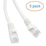 White 15ft Cat5e Ethernet Network RJ45 Patch Cable – 5 pack