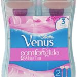 Gillette Venus Comfortglide Women’s Disposable Razor, White Tea, 2 Count (Pack of 2), Womens Razors / Blades